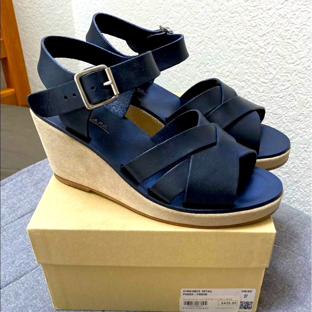 A.P.C Juliette Platform Wedge Sandals, Size 7